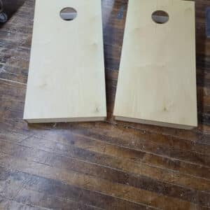 Our Corn Hole set comes with an exterior clear coat, ready for those summertime cookouts!  We have an option to order the Corn Hole set unfinished ($50 off) if you would like to paint and customize them for your special event!